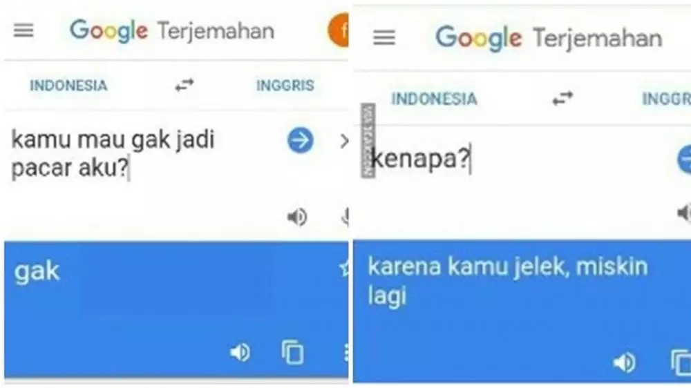 translate google bikin tepuk jidat  Istimewa
