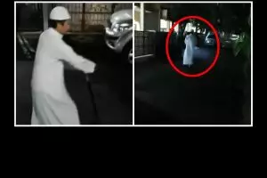 Detik-detik bapak pakai gamis subuhan naik skuter, serem tapi kocak