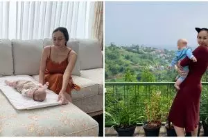 Jadi ibu baru, ini 8 potret Aura Kasih momong anak