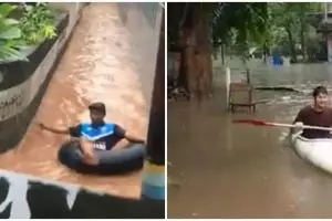 10 Kelakuan orang terjebak banjir ini bikin gagal paham