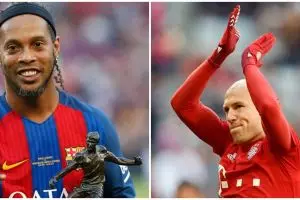 Aksesori unik 7 pesepak bola saat tanding, ada helm rugbi