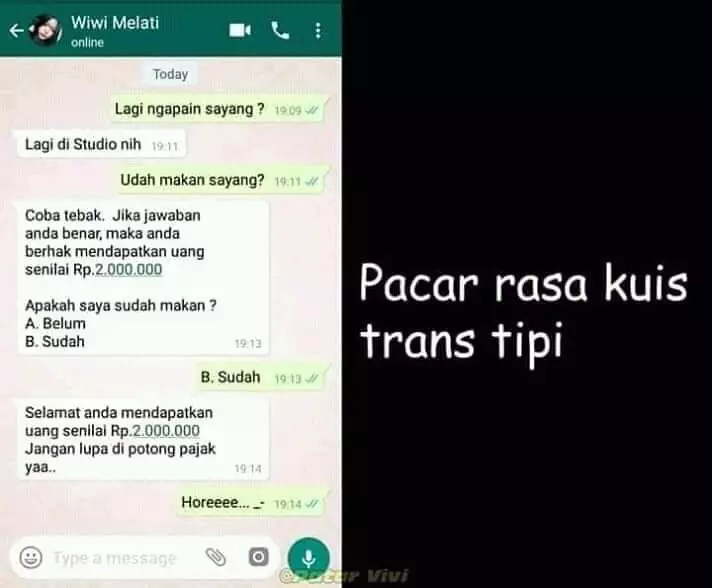 chat wa lucu tipe pacar ngakak © Twitter/@ggoodboy_ chat wa lucu tipe pacar ngakak © Twitter/@ggoodboy_
