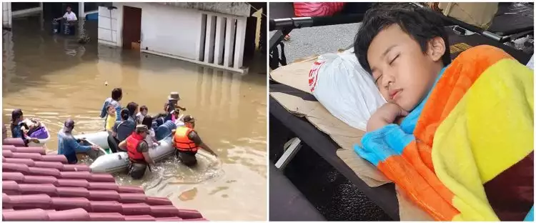 Momen 5 seleb ngungsi saat banjir Jakarta, penuh perjuangan