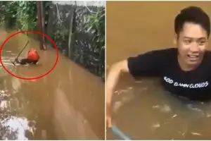 Kisah pria terjang banjir demi antar makanan ke kos teman, salut