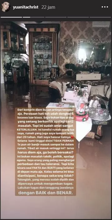 Curhatan banjir Yuanita  Christiani Instagram 