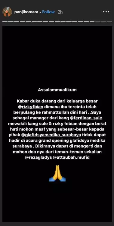 mantan istri sule meninggal  Instagram 