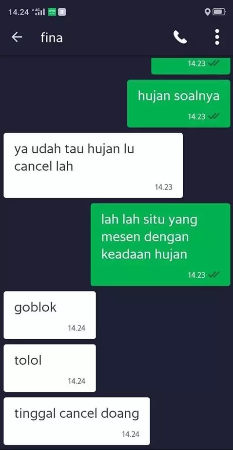 chat ojek online pms ngegas © berbagai sumber