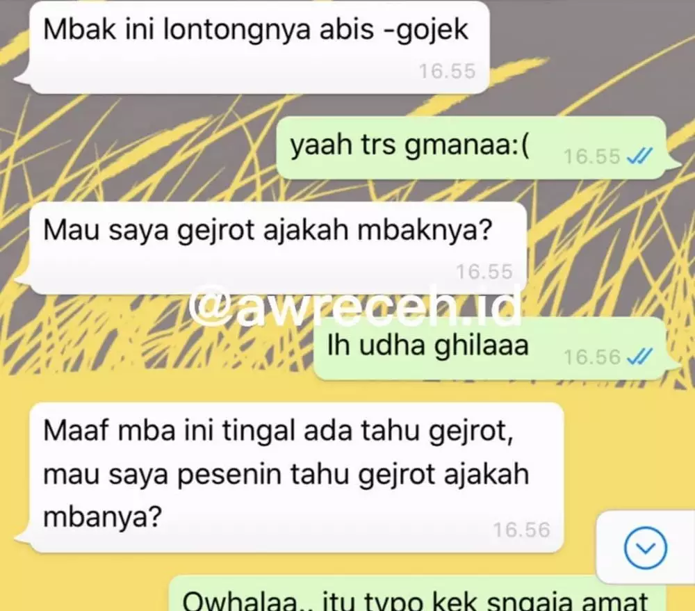 chat ojek online pms ngegas © berbagai sumber