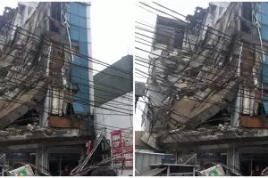 Penampakan gedung 4 lantai di Slipi yang ambruk dan lukai 11 orang