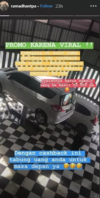promo tukang cuci mobil © Instagram/@ramadhantp
