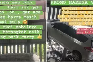 Viral promo nyeleneh tukang cuci mobil, 9 caranya kocak abis