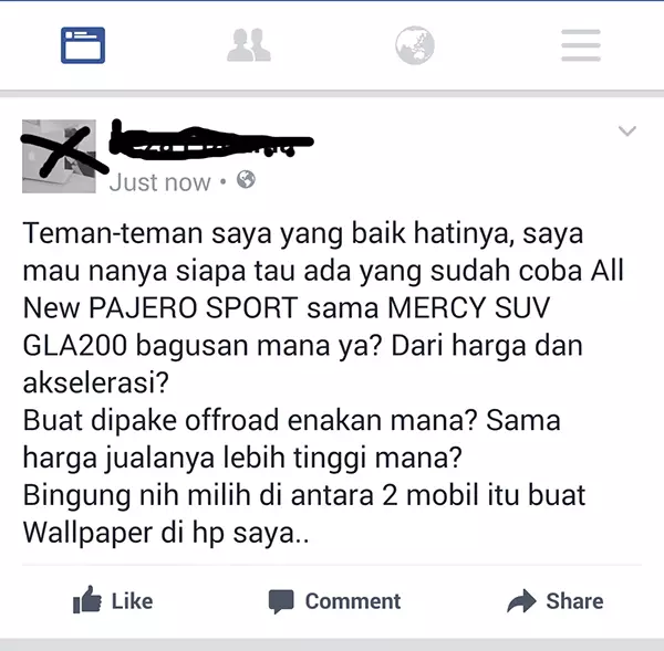 status facebook minta bantuan © berbagai sumber