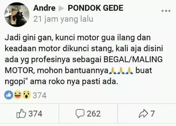 status facebook minta bantuan © berbagai sumber