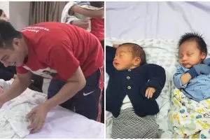 9 Momen gemas bayi Baim Wong bertemu anak kembar Syahnaz