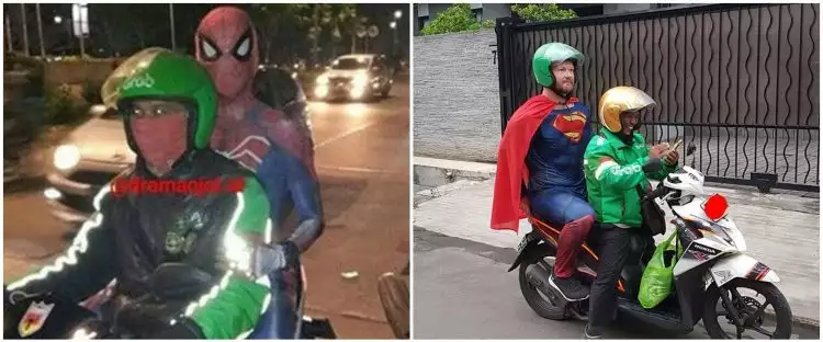 7 Potret 'superhero' naik ojek online ini kocak abis