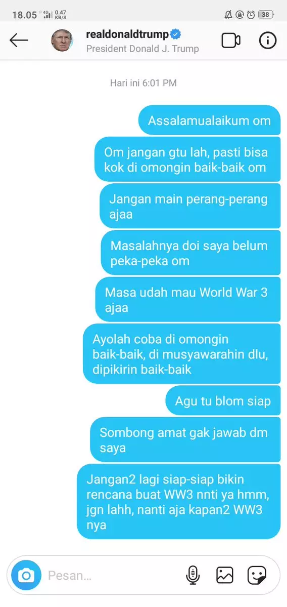 DM ke Donald Trump © 2020 brilio.net