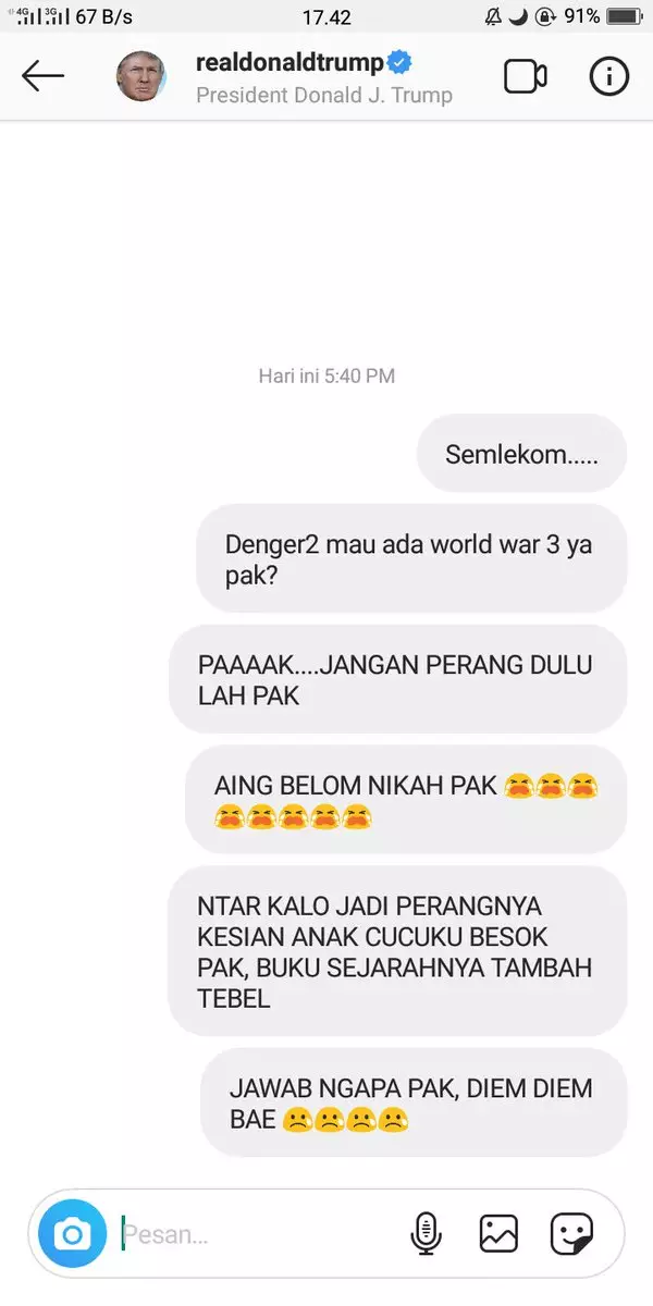 DM ke Donald Trump © 2020 brilio.net