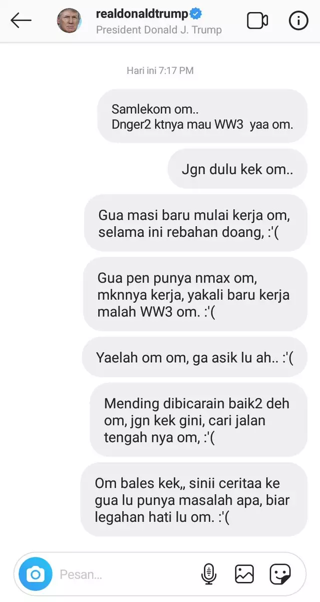 DM ke Donald Trump © 2020 brilio.net