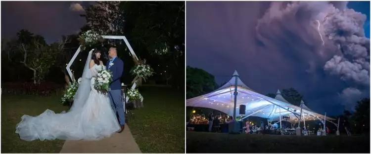 Pasangan ini menikah saat Gunung Taal erupsi, potretnya mengejutkan