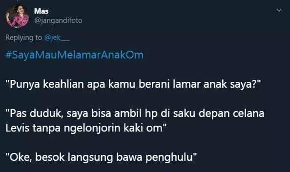 saya mau melamar anak om © Twitter