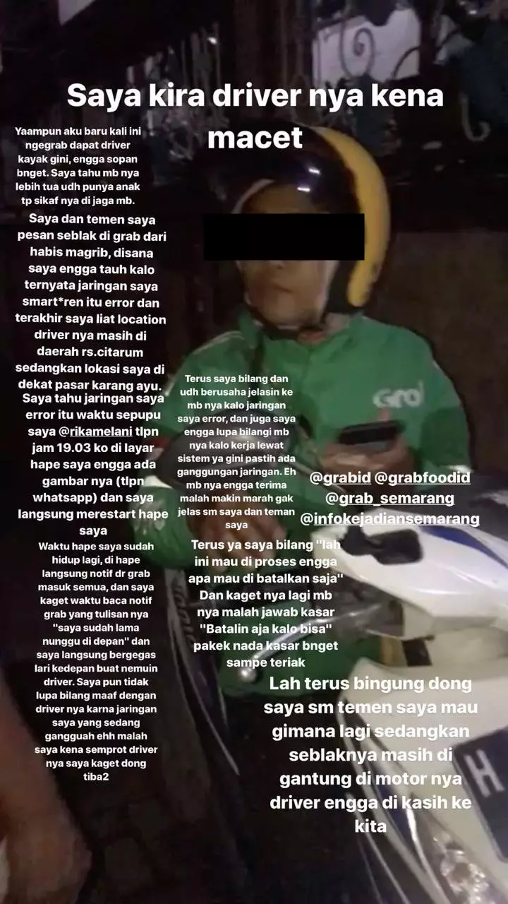 driver ojek online lempar makanan © Twitter/@kembangkertas97
