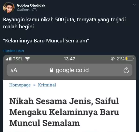 bayangin nikah 500 juta © Twitter