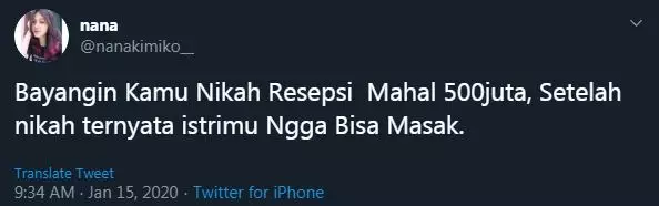 bayangin nikah 500 juta © Twitter