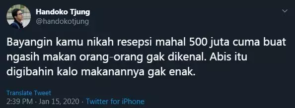 bayangin nikah 500 juta © Twitter