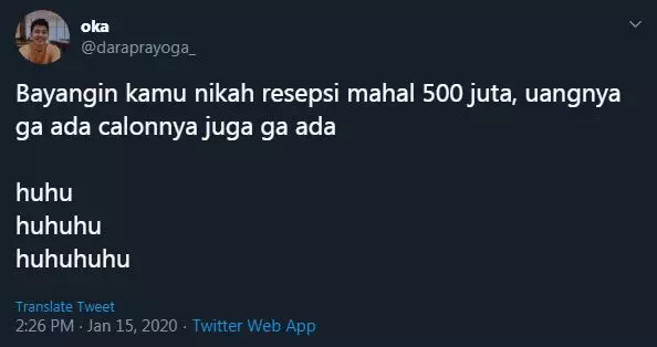 bayangin nikah 500 juta © Twitter