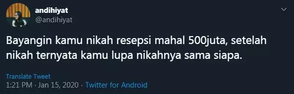 bayangin nikah 500 juta © Twitter