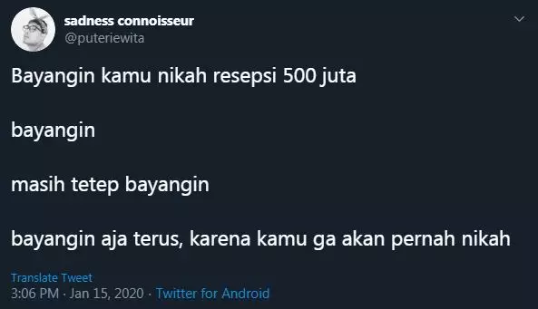 bayangin nikah 500 juta © Twitter