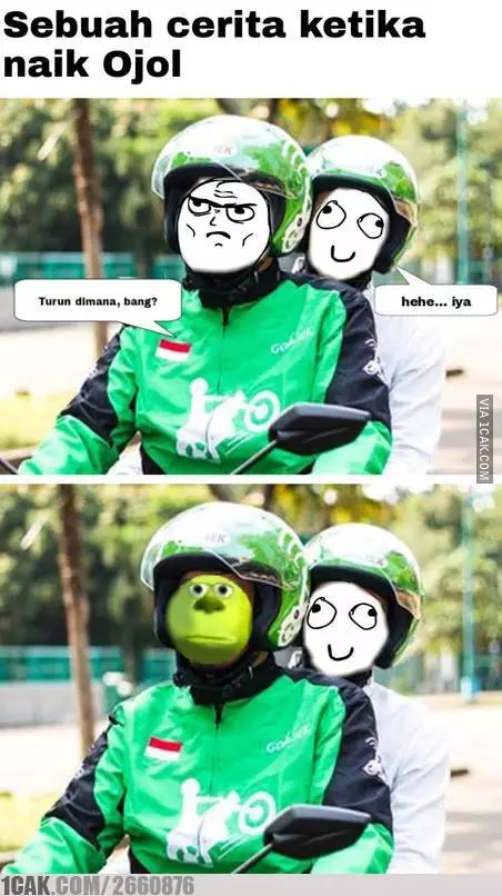 meme ojek online antar penumpang berbagai sumber
