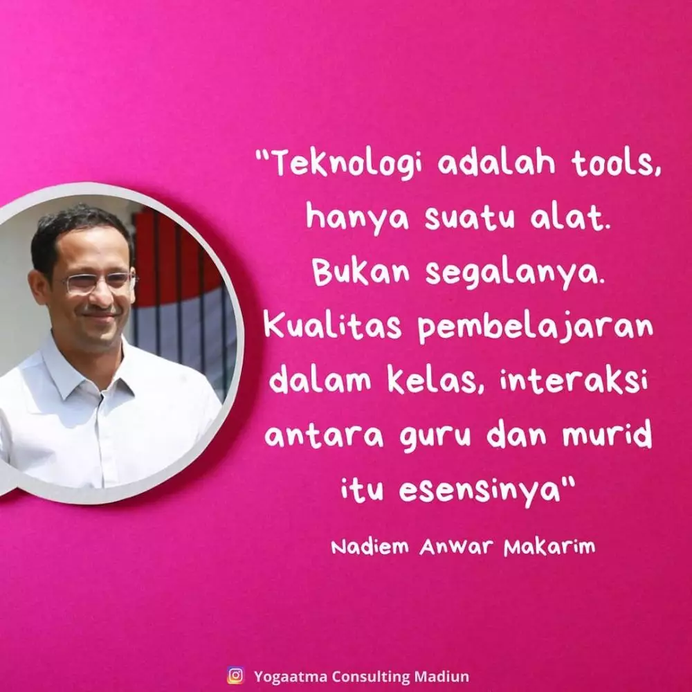 Kata-kata bijak Nadiem Makariem Instagram/@biro_psikologi_madiun  @nadiemmakarim.fanss Kata-kata bijak Nadiem Makariem Instagram/@biro_psikologi_madiun  @nadiemmakarim.fanss
