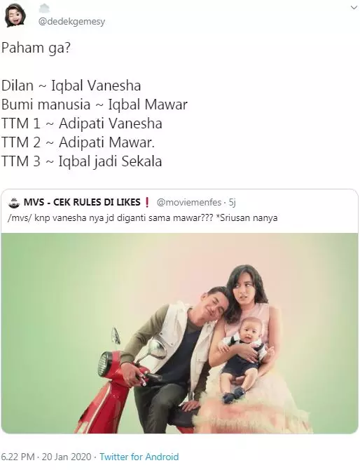 cuitan vanesha gak jadi main TTM 2 Twitter