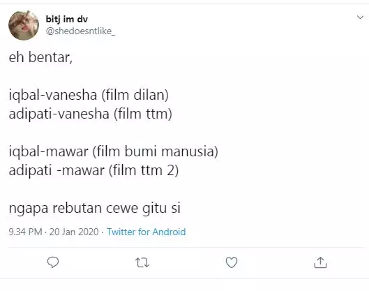 cuitan vanesha gak jadi main TTM 2 Twitter