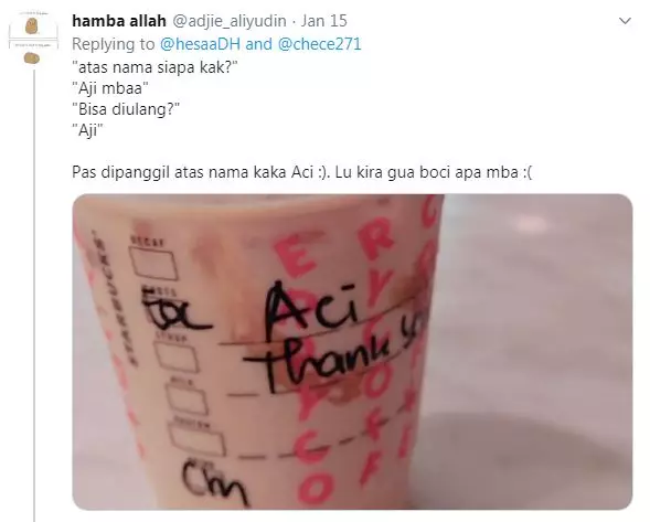 salah tulis nama di minuman berbagai sumber