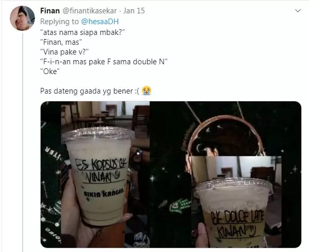 salah tulis nama di minuman berbagai sumber