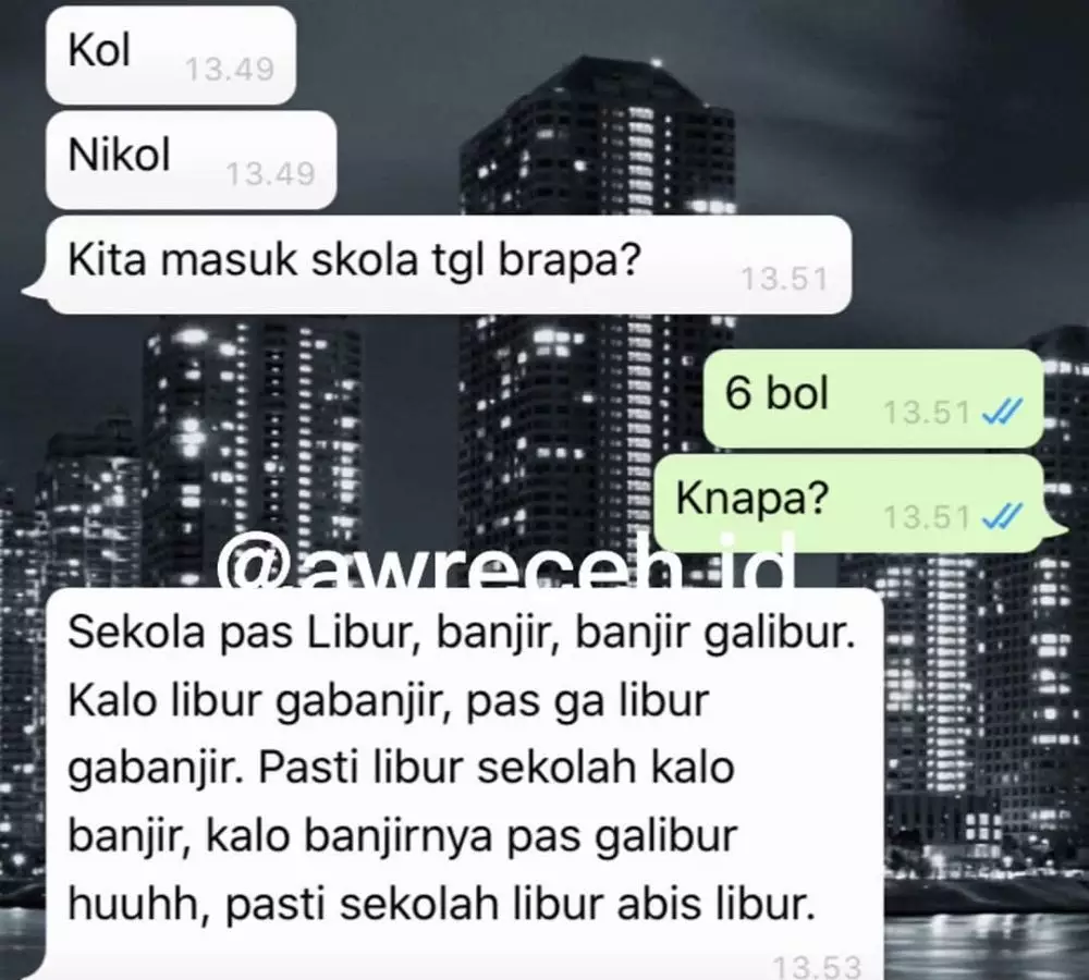 chat WA lucu teman sekelas bikin susah nahan tawa © 2020 instagram.com