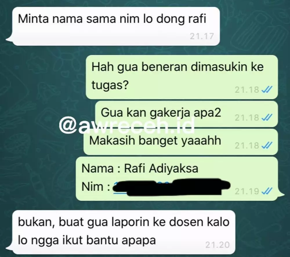chat WA lucu teman sekelas bikin susah nahan tawa © 2020 instagram.com