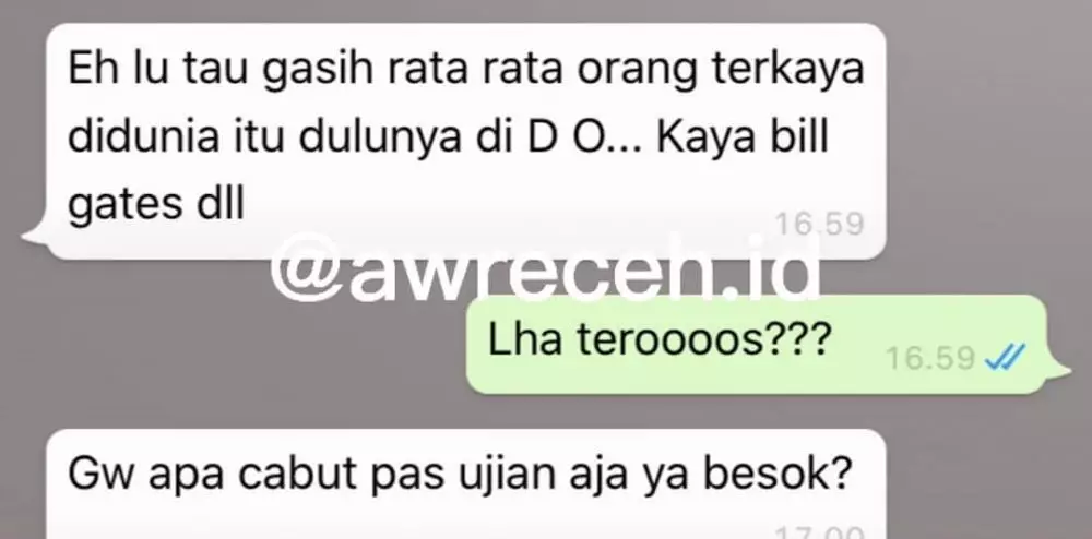 chat WA lucu teman sekelas bikin susah nahan tawa © 2020 instagram.com