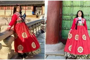 8 Potret Bella Saphira pakai hanbok di Korea, pesonanya terpancar