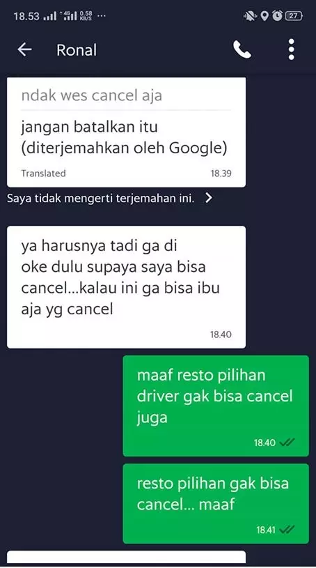 chat wa penumpang gegara uang parkir © Facebook/zoonymae