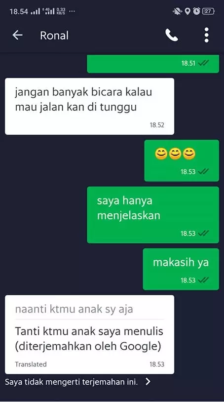 chat wa penumpang gegara uang parkir © Facebook/zoonymae