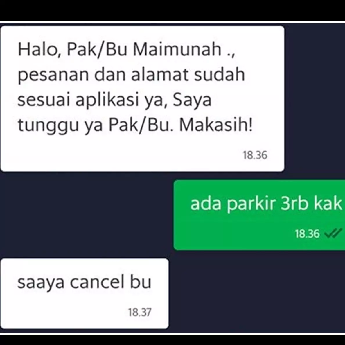 9 Chat penumpang ojek online marah gegara uang parkir, ngeselin