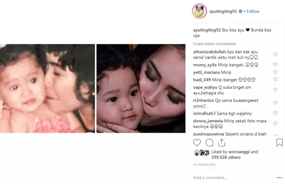 Masa kecil Ayu Ting Ting mirip Bilqis Instagram 
