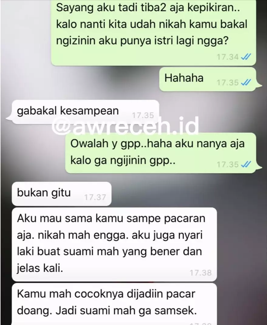 chat WA lucu dari pacar gagal romantis © 2020 instagram.com