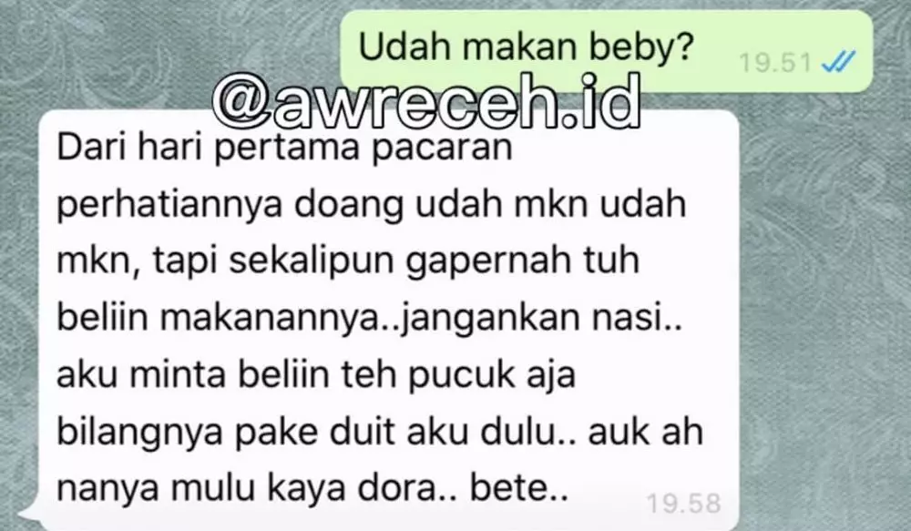 chat WA lucu dari pacar gagal romantis © 2020 instagram.com