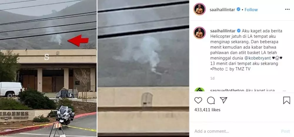 Cerita Saaih Halilintar, heli Kobe Bryant jatuh dekat penginapannya https://www.instagram.com/saaihalilintar/