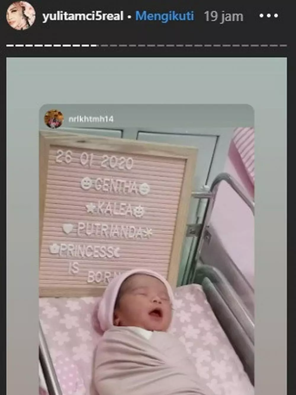 Anak ketiga Yulita potret  Instagram 