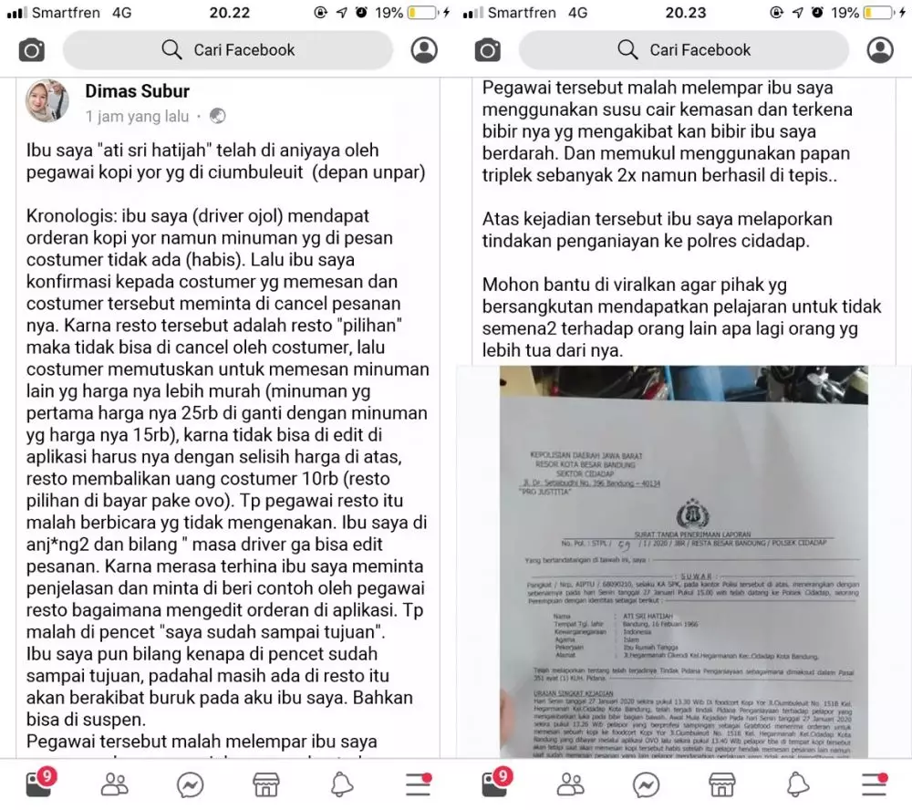 driver ojek online diperlakukan kasar pegawai © Twitter/@almasaadd